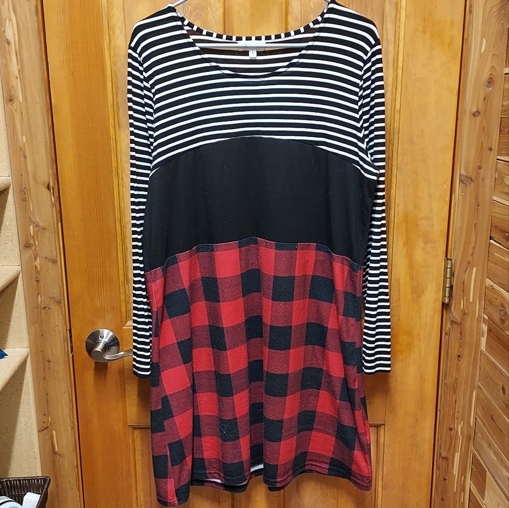 Biana Blu Boutique Buffalo Plaid Color Block Dress